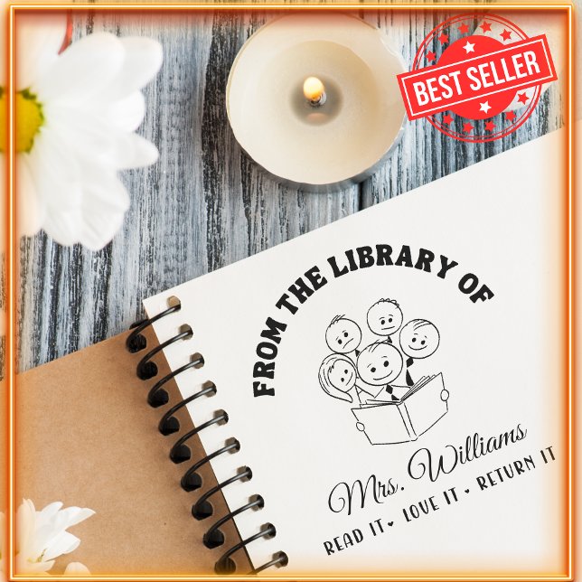 Teacher Funny Cartoon From The Library Of Self-inking Stamp (Creator Uploaded)