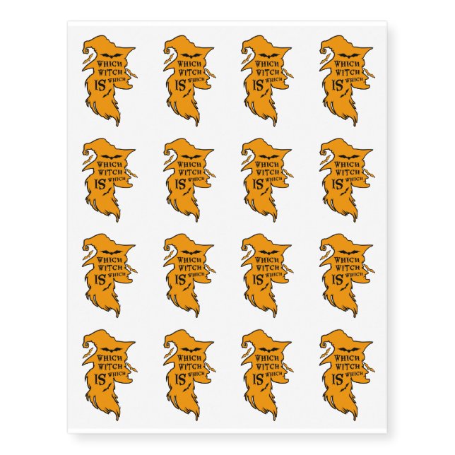 Teacher Funny Halloween Which Witch Is Which Temporary Tattoos (Front)