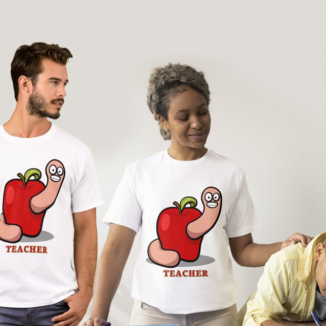 Teacher Funny Worm in Apple Award Unisex T-Shirt (Teacher Funny Worm in Apple Award Unisex T-Shirt)