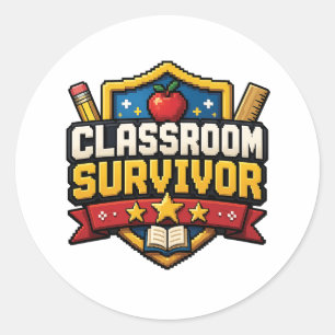 Teacher Gaming Badge Classic Round Sticker