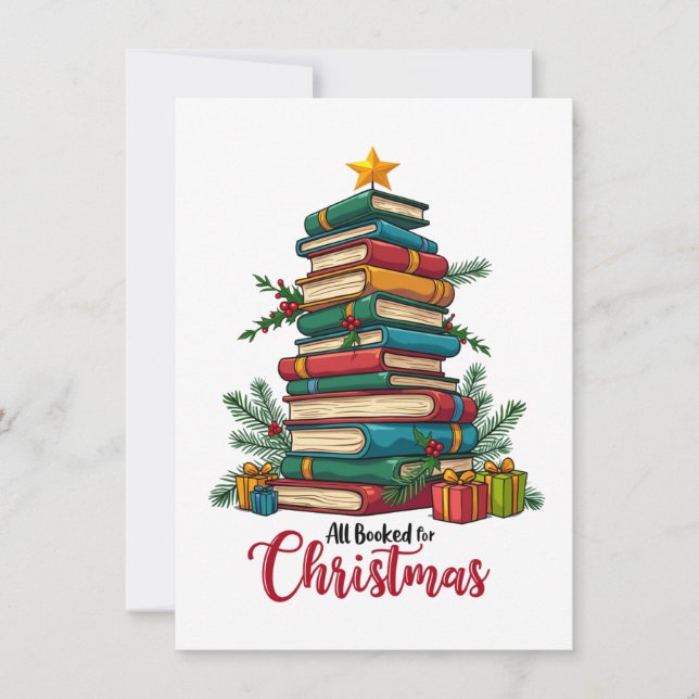 Teacher Gift | All Booked For Christmas Note Card (Front)