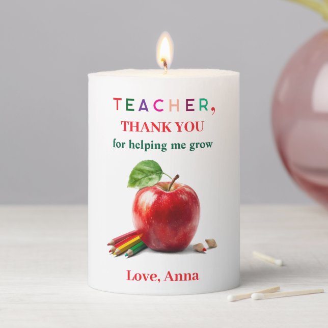 Teacher Gift – Apple Candle with Thank You Message (In Situ)