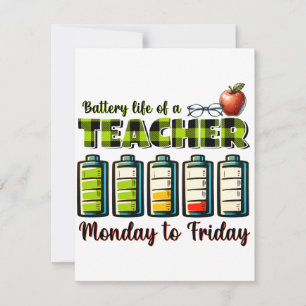 Teacher Gift Battery Life Of A Teacher Note Card