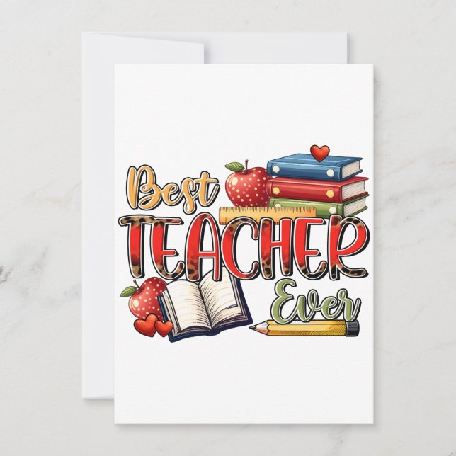 Teacher Gift | Best Teacher Ever Note Card (Front)