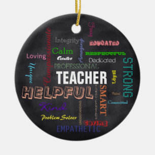 Teacher Gift Chalkboard Typography Subway Art Ceramic Ornament