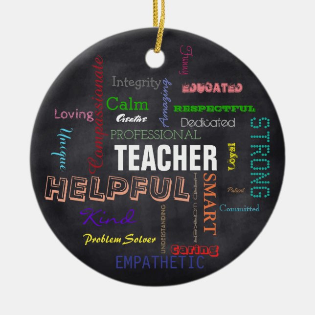 Teacher Gift Chalkboard Typography Subway Art Ceramic Ornament (Front)