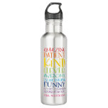 Teacher Gift Colorful Rainbow Uplifting Word Stack Stainless Steel Water Bottle at Zazzle