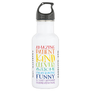 TEACHER GIFT colorful rainbow uplifting word stack Stainless Steel Water Bottle