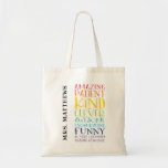 Teacher Gift Colorful Rainbow Uplifting Word Stack Tote Bag at Zazzle
