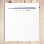 Teacher Gift Custom Illustrated Blue Pencil Notepad<br><div class="desc">My Teacher Gift Custom Illustrated Blue Pencil Notepad makes a great gift for Your favorite teacher. Personalize with a name for a unique gift. Teachers note pads make great holiday or end of the year gifts. Design features my own illustration of a pencil. Other Color options available.</div>