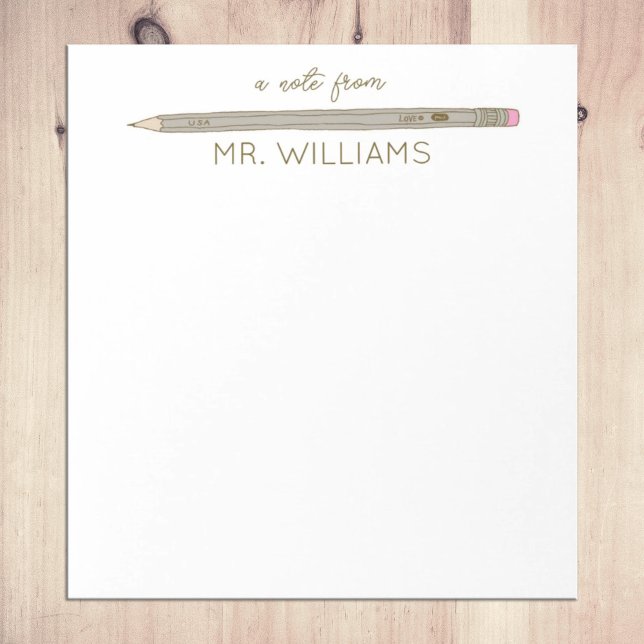 Teacher Gift Custom Illustrated Gray Pencil Notepad (Creator Uploaded)
