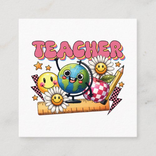 Teacher Gift | Floral Teacher Square Business Card
