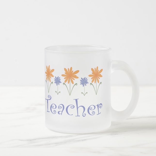 Teacher Gift Flowers Frosted Glass Coffee Mug (Right)
