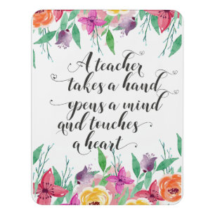 Teacher gift for her floral feminine design door sign
