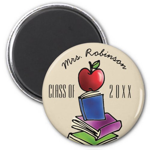 Teacher Gift from Class Apple with Book Stack Magnet