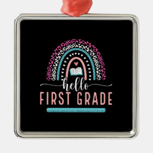 Teacher Gift Hello First Grade Metal Ornament