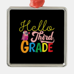Teacher Gift Hello Third Grade Metal Ornament