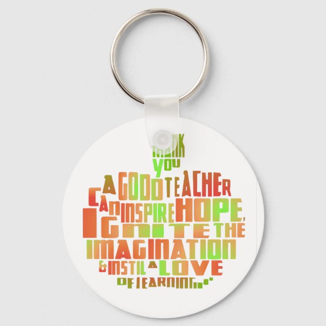 Teacher Gift Keepsake Apple Quote Thank You Keychain (Front)