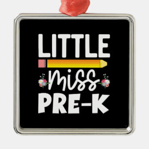 Teacher Gift   Little Miss Pre K Metal Ornament