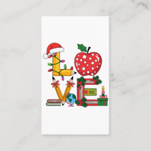Teacher Gift Love Pencil Apple Books Business Card