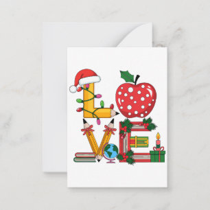 Teacher Gift Love Pencil Apple Books Note Card