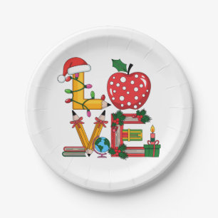 Teacher Gift Love Pencil Apple Books Paper Plates