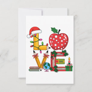 Teacher Gift Love Pencil Apple Books RSVP Card