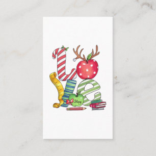Teacher Gift Love Pencil Apple Business Card