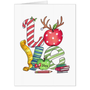 Teacher Gift Love Pencil Apple Card