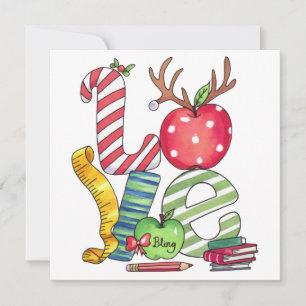 Teacher Gift Love Pencil Apple Invitation