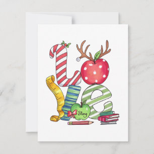 Teacher Gift Love Pencil Apple Note Card