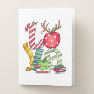 Teacher Gift Love Pencil Apple Pocket Folder