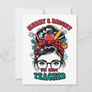 Teacher Gift Merry And Bright Teacher Note Card