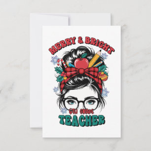 Teacher Gift Merry And Bright Teacher RSVP Card