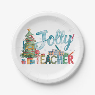 Teacher Gift Merry Christmas Jolly Teacher Paper Plates