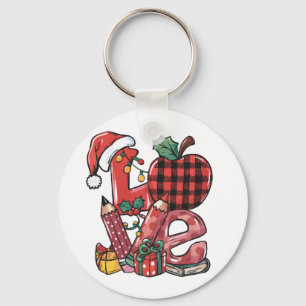 Teacher Gift Merry Christmas Love Keychain