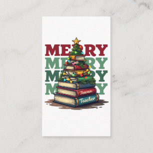 Teacher Gift   Merry Christmas Teacher Books Enclosure Card