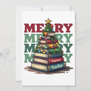 Teacher Gift Merry Christmas Teacher Books Invitation