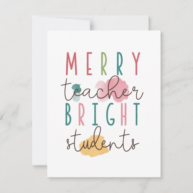 Teacher Gift | Merry Teacher Bright Students Note Card (Front)