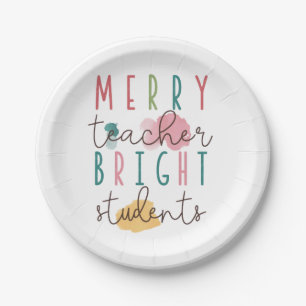 Teacher Gift   Merry Teacher Bright Students Paper Plates