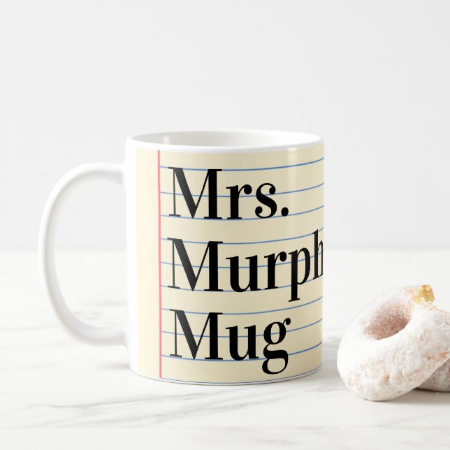 Teacher Gift note book style personalized teacher  Coffee Mug (With Donut)