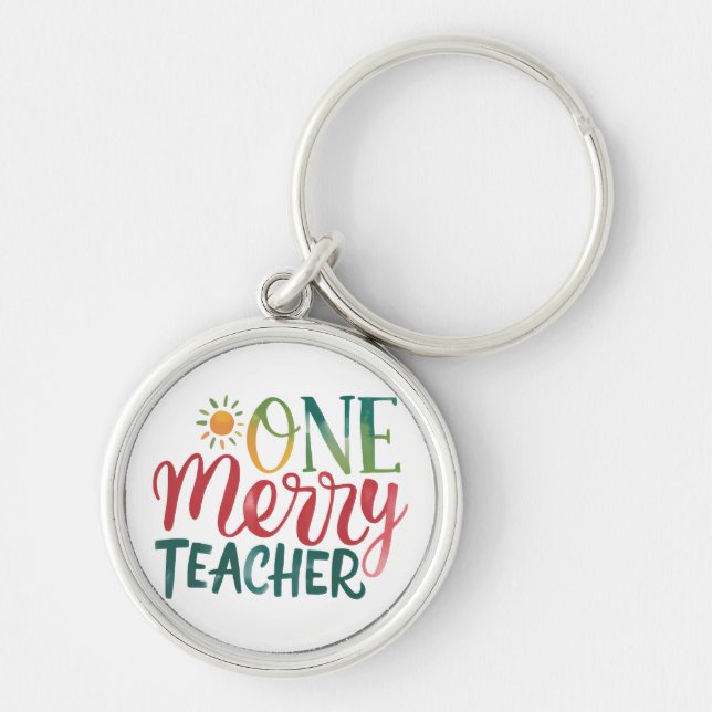 Teacher Gift | One Merry Teacher Keychain (Front)