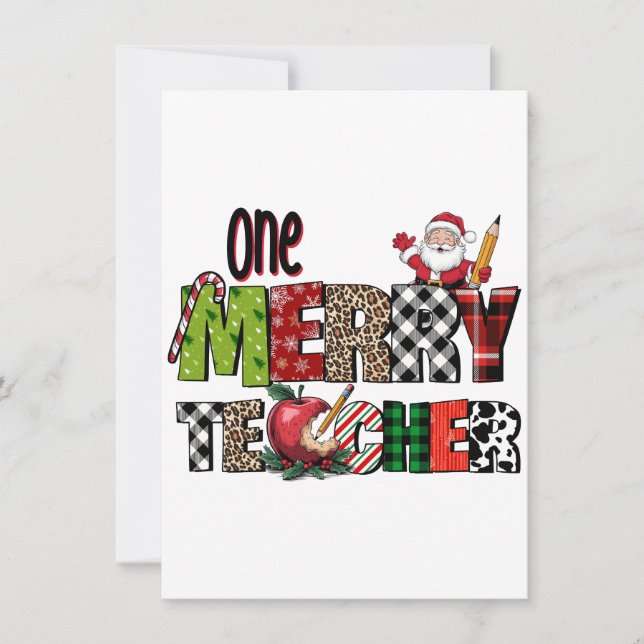 Teacher Gift | One Merry Teacher Note Card (Front)