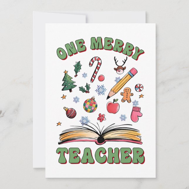 Teacher Gift | One Merry Teacher Note Card (Front)
