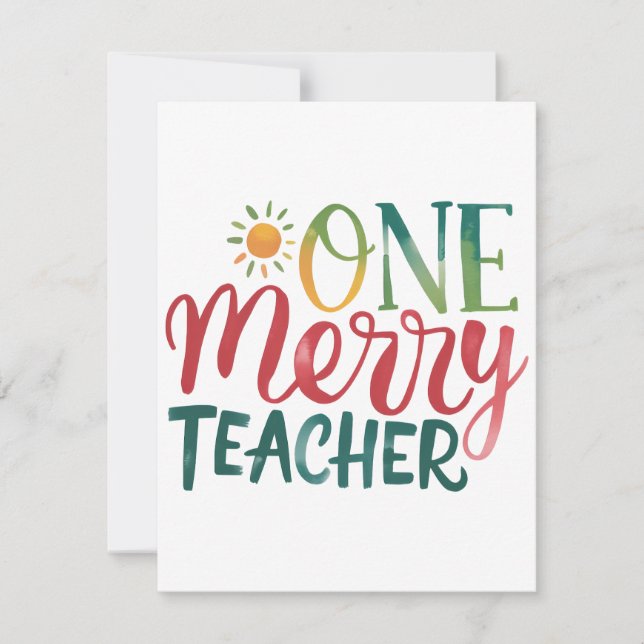 Teacher Gift | One Merry Teacher Note Card (Front)