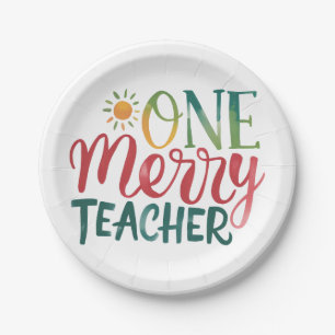 Teacher Gift One Merry Teacher Paper Plates