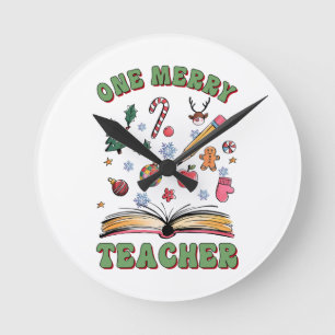 Teacher Gift One Merry Teacher Round Clock