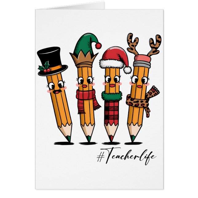 Teacher Gift | Pencil Teacher Life Cards (Front)