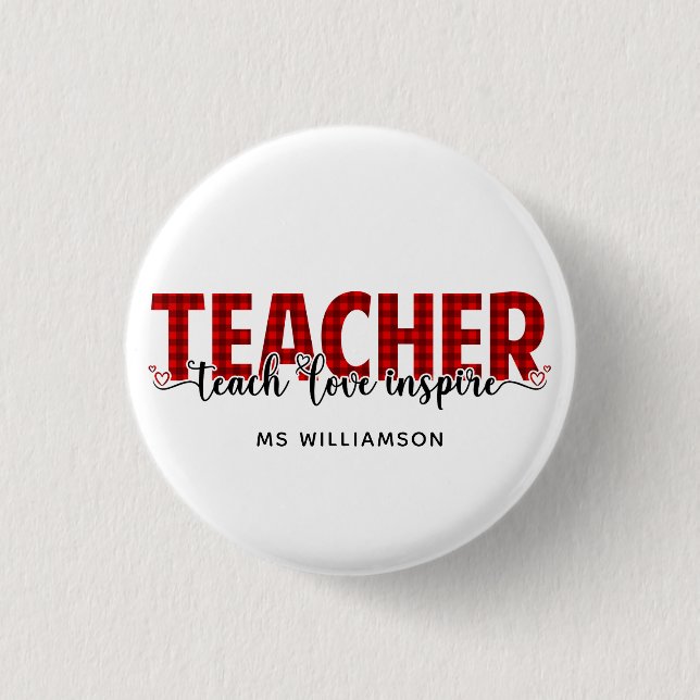 Teacher Gift Personalized Teacher  Button (Front)