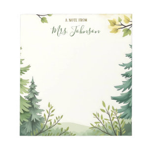 Teacher Gift - Personalized Watercolor Nature Notepad